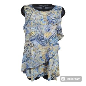 Roz & Ali Paisley Flowy Dressy Tank Top Size M